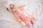 Dreamlet Pink Candy Cane Convertible Zip Footies Fold Over Mittens - Apparel & Accessories > Clothing > Baby & Toddler Clothing > Baby & Toddler Sleepwear Convertible Zip Footies