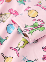 Pink Christmas Character Print Long Sleeve Girls Dress - Everetts Place Boutique - 