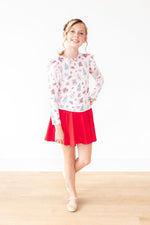Mila & Rose ® Pink Christmas Long Sleeve Ruffle Tee Mila And Rose - Everetts Place Boutique - 