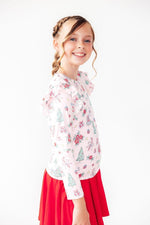 Mila & Rose ® Pink Christmas Long Sleeve Ruffle Tee Mila And Rose - Everetts Place Boutique - 