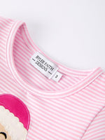 Pink Christmas Santa Applique Striped Dress for Girls - Everetts Place Boutique - 