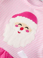 Pink Christmas Santa Applique Striped Dress for Girls - Everetts Place Boutique - 