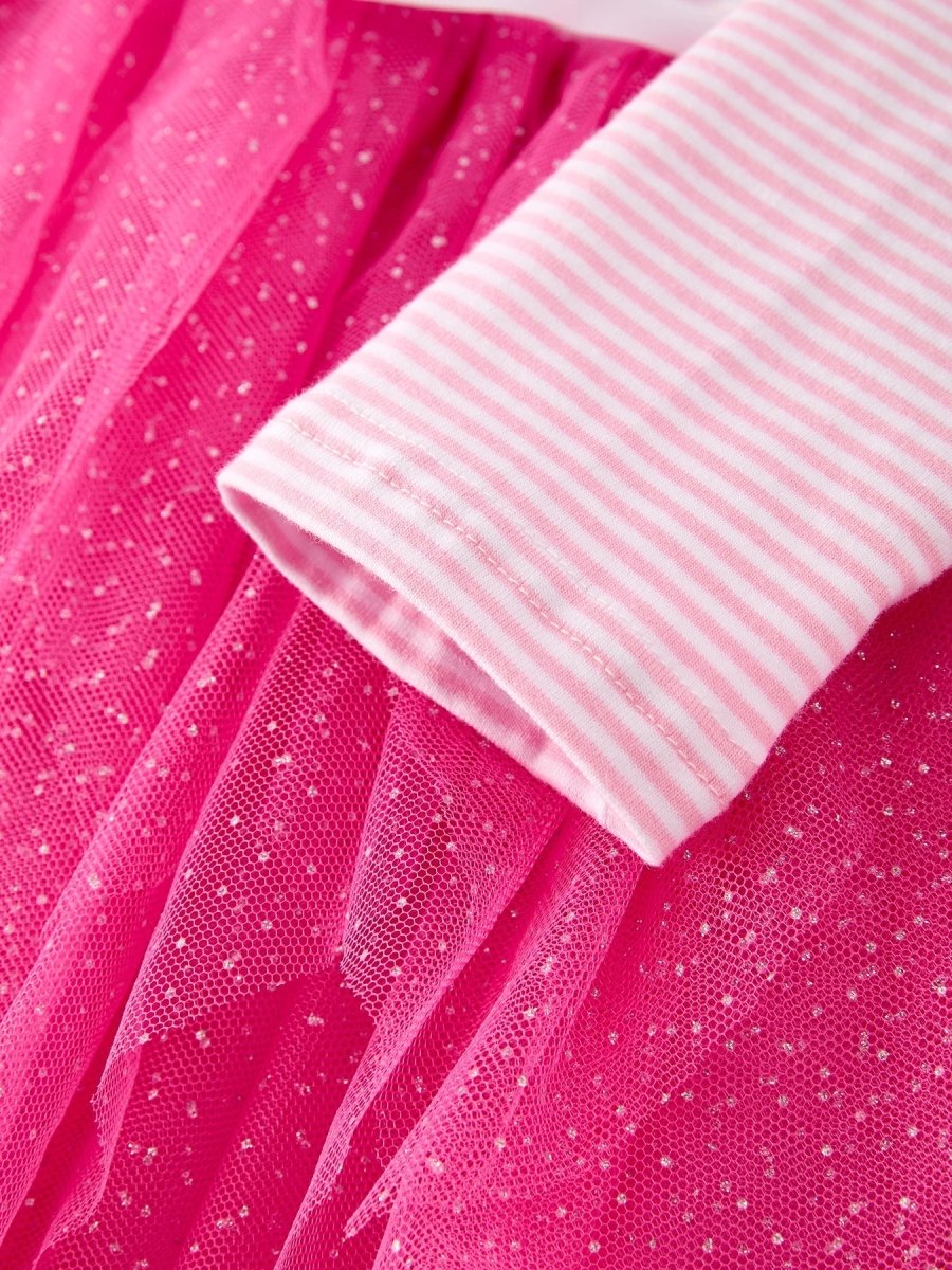 Pink Christmas Santa Applique Striped Dress for Girls - Everetts Place Boutique - 