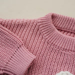 Little Joy Co. Pink Daisy Hand Embroidered Baby Sweater For Newborns -