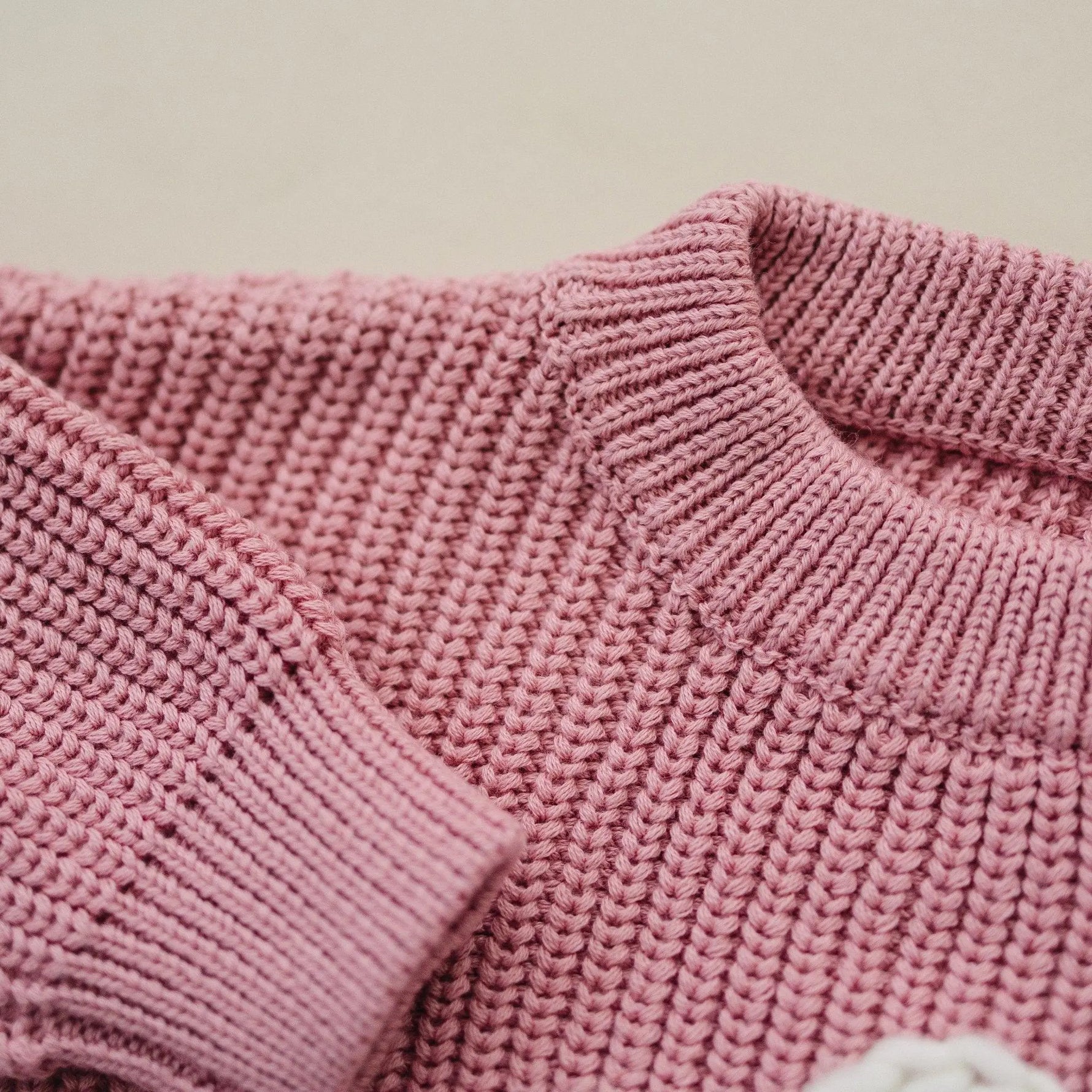 Little Joy Co. Pink Daisy Hand Embroidered Baby Sweater For Newborns -