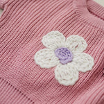 Little Joy Co. Pink Daisy Hand Embroidered Baby Sweater For Newborns -