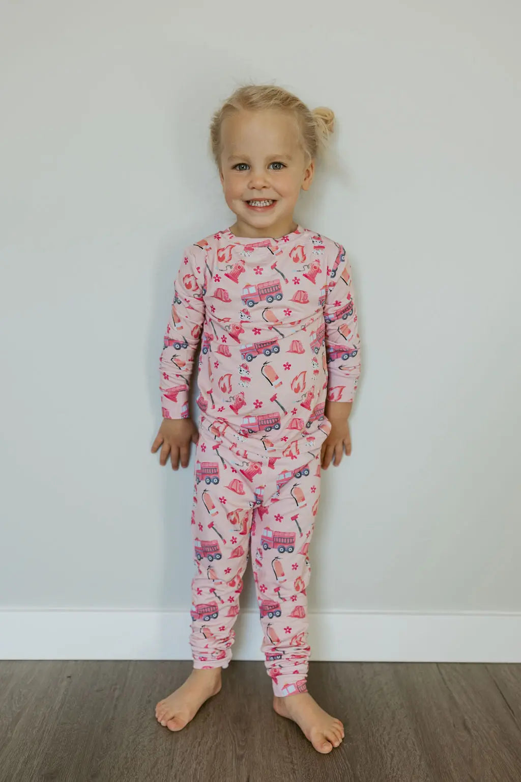 Pink Firefighter Bamboo Two Piece Pajama Set By Miller And Co Miller & Co. 