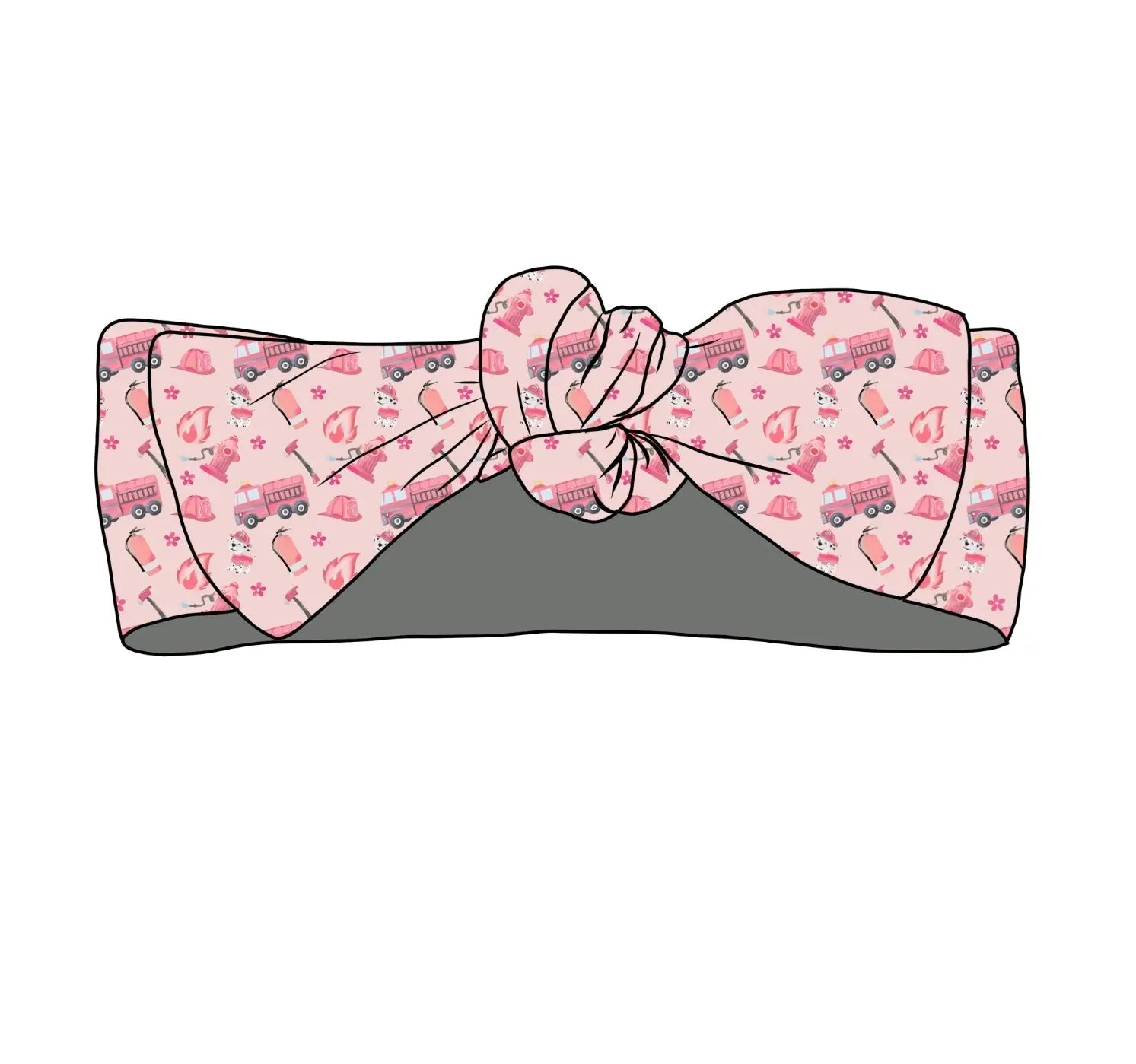 Pink Firefighter, Headband Bow Miller & Co. Everetts Place Boutique