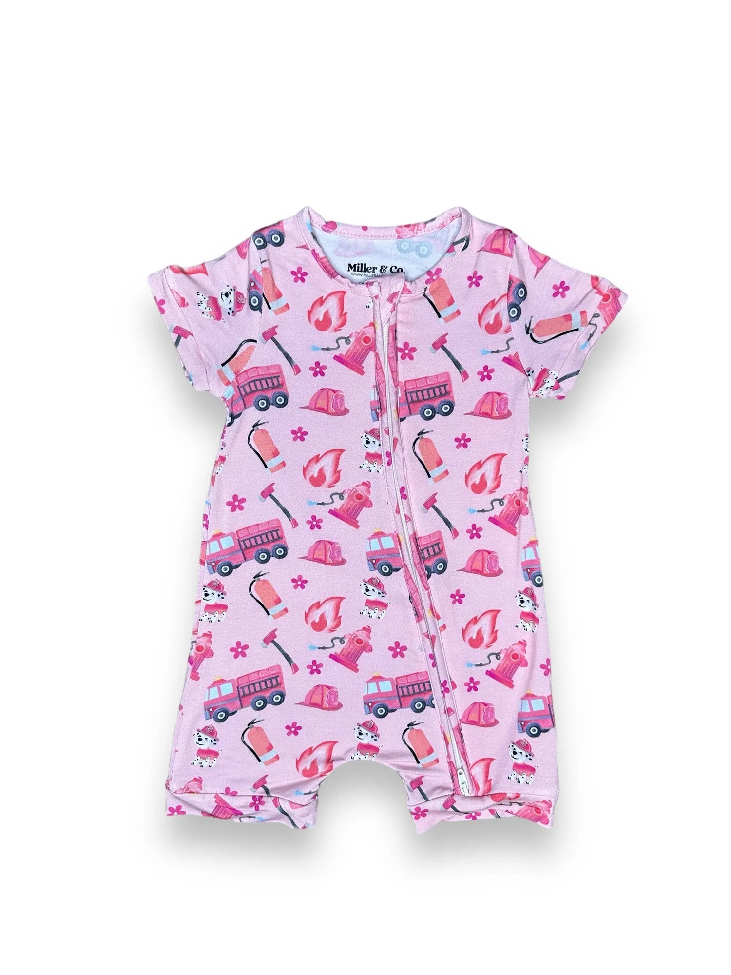 Pink Firefighter, Romper Miller & Co. Everetts Place Boutique