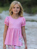 Rylee Faith Designs Pink Girls Farm Animals Bell Bottoms outfit - 