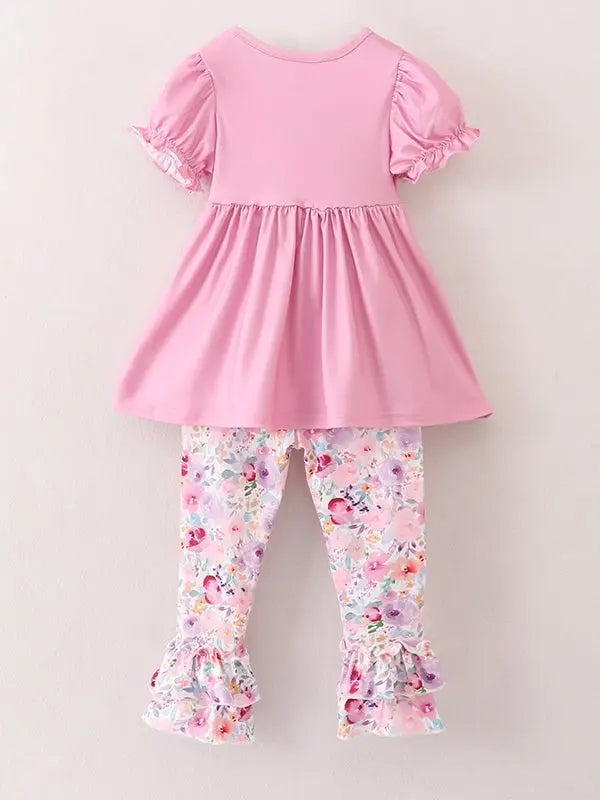 Rylee Faith Designs Pink Girls Farm Animals Bell Bottoms outfit - 