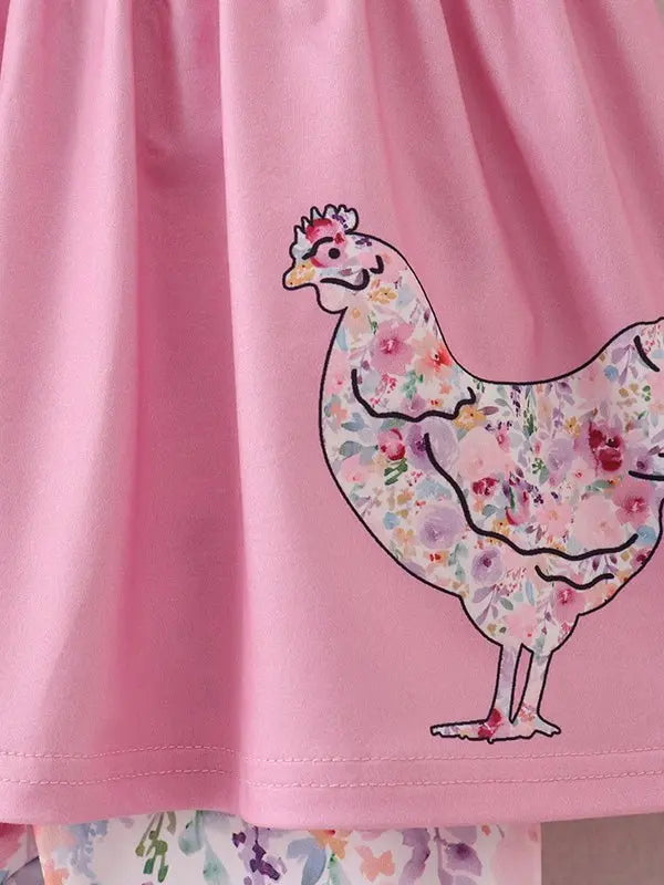 Rylee Faith Designs Pink Girls Farm Animals Bell Bottoms outfit - 