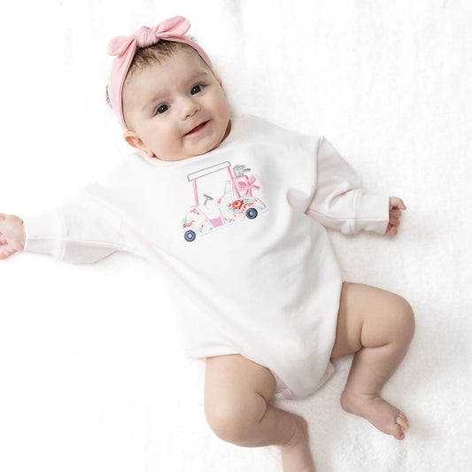 Pink Golf Sweatshirt Bubble With Golf Cart Applique Angel Dear Everetts Place: Online Boutique