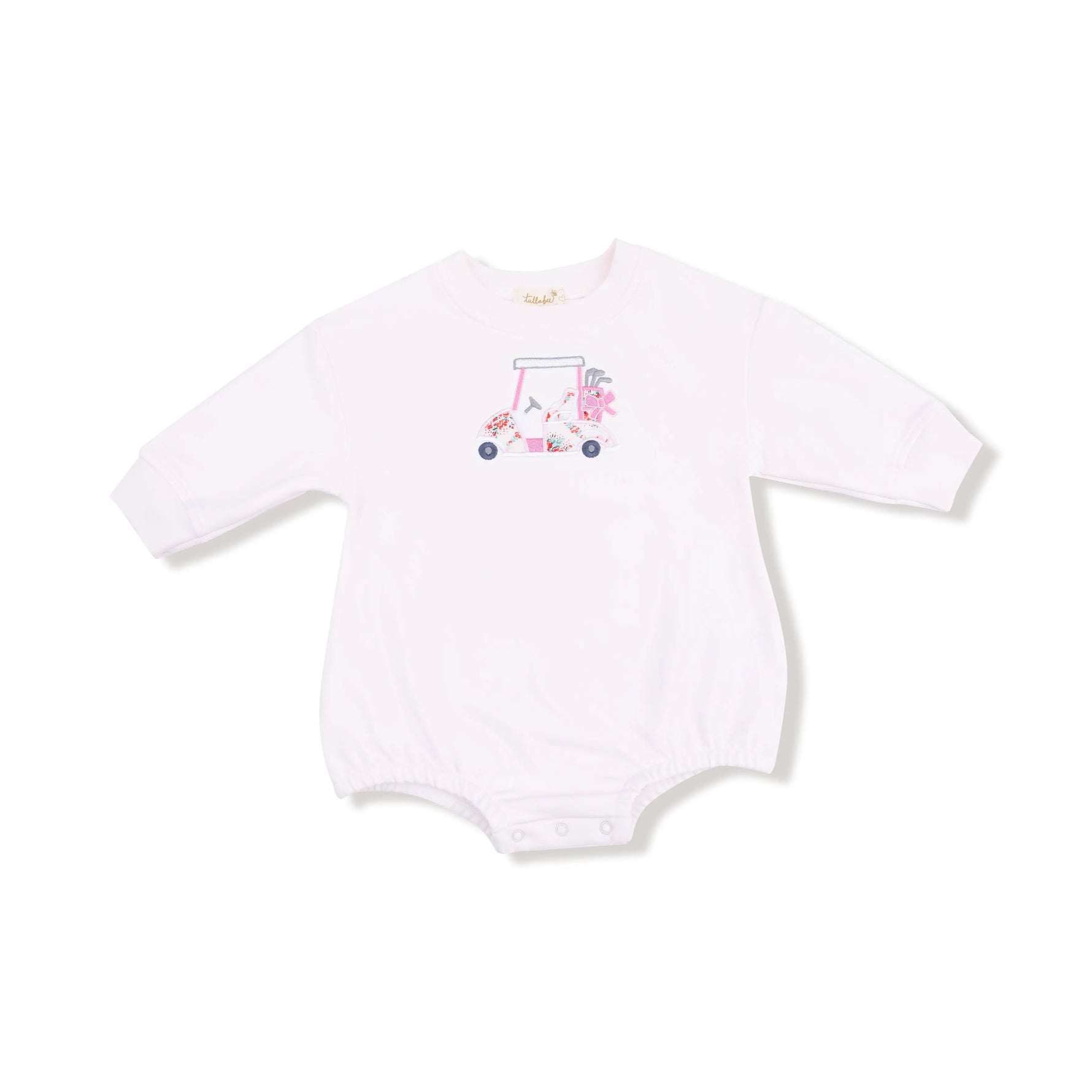 Angel Dear Pink Golf Sweatshirt Bubble With Golf Cart Applique - Apparel & Accessories > Clothing > Baby & Toddler Clothing > Baby One-Pieces 744AP
