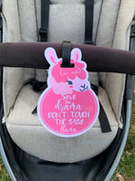 Three Little Tots Pink Llama No Touching Newborn Baby Car Seat Sign Tag - 