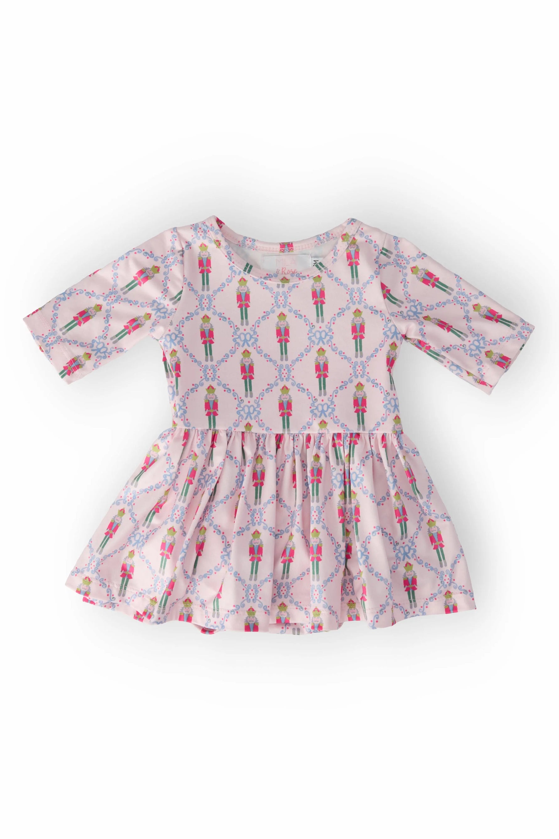 Mila & Rose ® Pink Nutcracker Twirl Bodysuit Three Quarter Sleeve - Apparel & Accessories > Clothing > Baby & Toddler Clothing > Baby & Toddler Dresses Twirl Bodysuit - 3/4 Sleeve