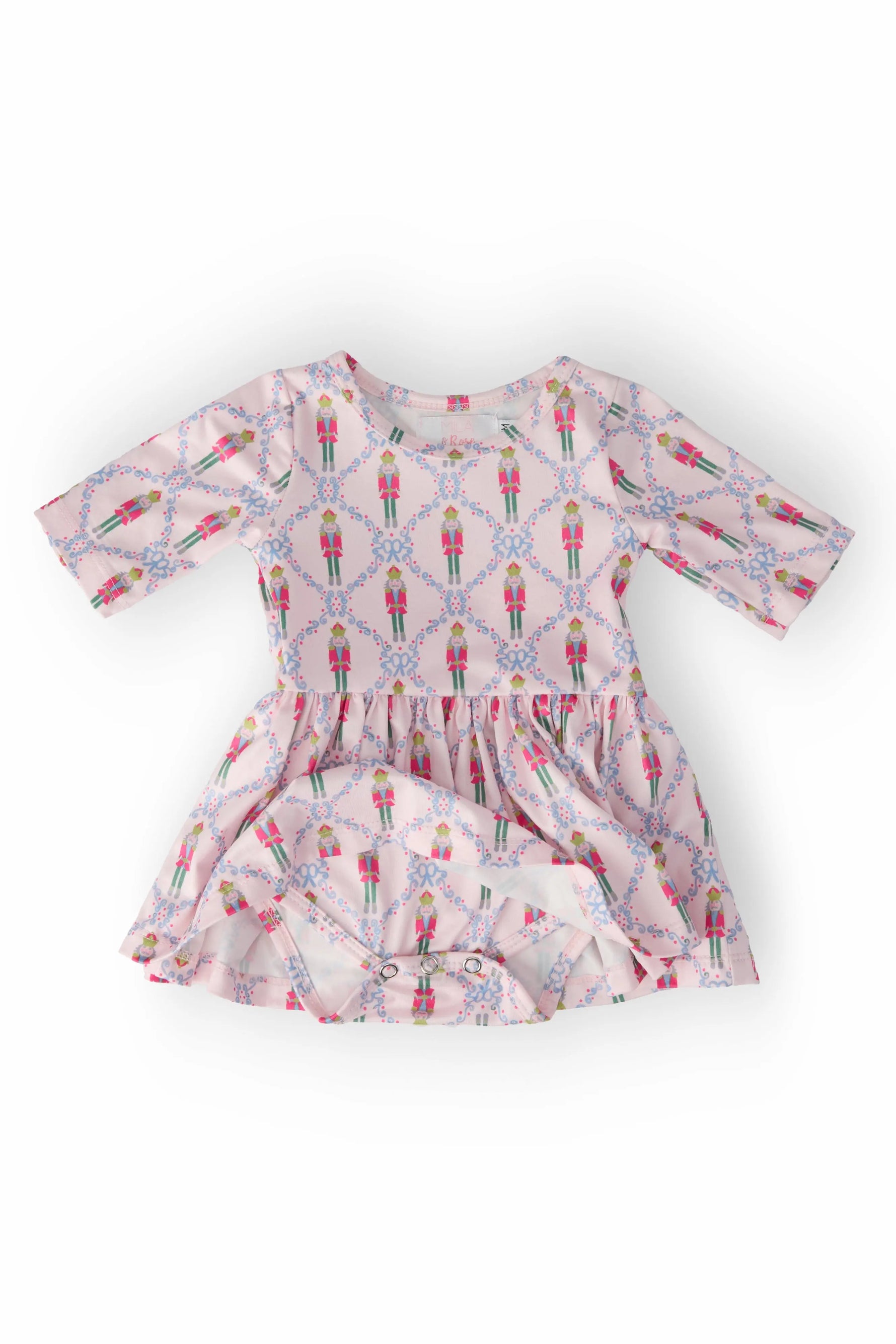 Mila & Rose ® Pink Nutcracker Twirl Bodysuit Three Quarter Sleeve - Apparel & Accessories > Clothing > Baby & Toddler Clothing > Baby & Toddler Dresses Twirl Bodysuit - 3/4 Sleeve