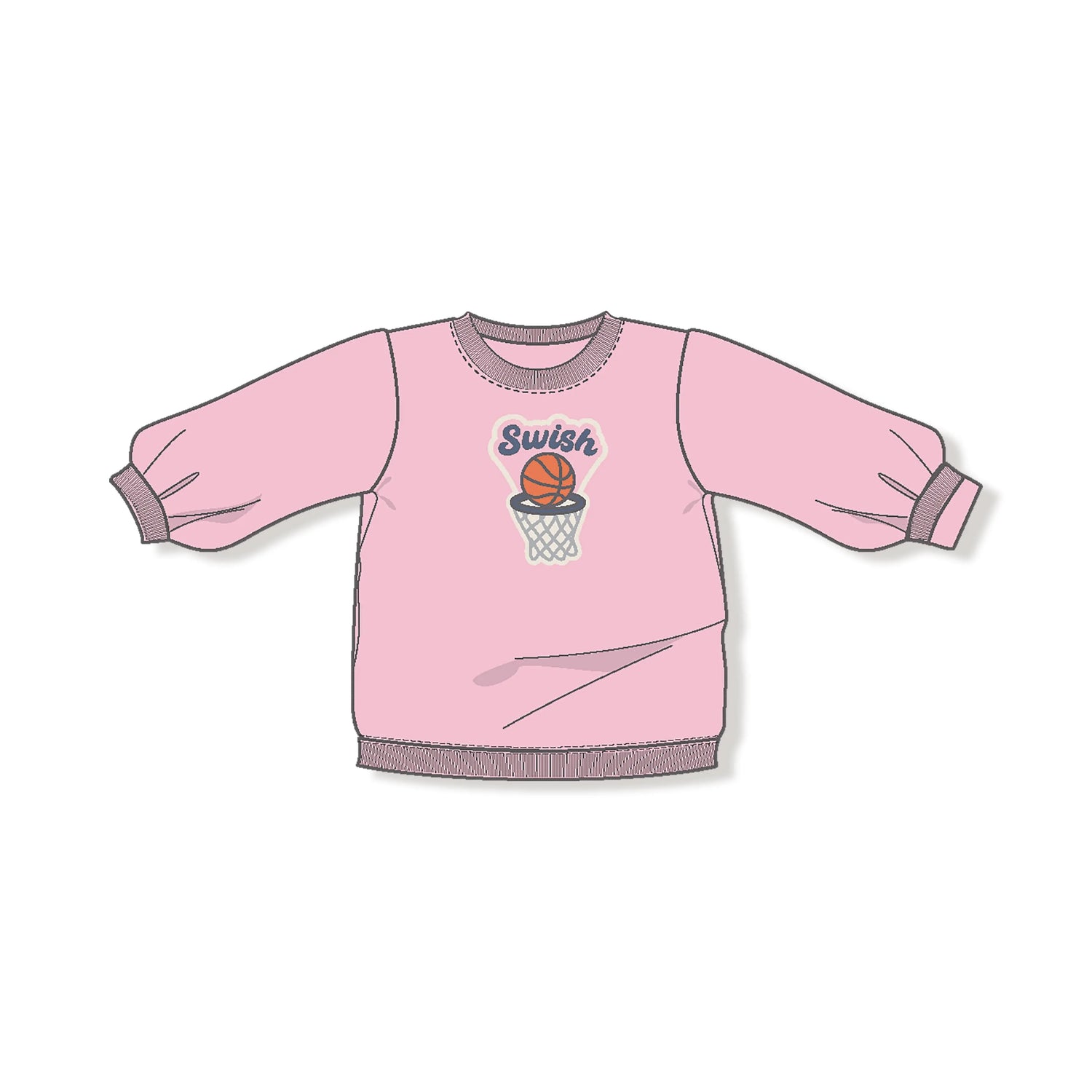 Angel Dear Pink Oversized Sweatshirt for Kids with Basketball Swish - Apparel & Accessories > Clothing > Baby & Toddler Clothing > Baby & Toddler Tops > Sweatshirts 410