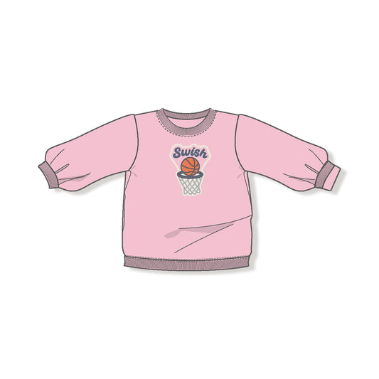 Pink Oversized Sweatshirt for Kids with Basketball Swish Angel Dear Everetts Place: Online Boutique
