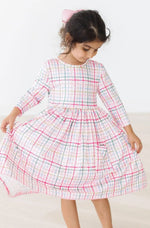 Mila & Rose ® Pink Plaid Twirl Dress With Pocket Three Quarter Sleeves - Apparel & Accessories > Clothing > Dresses Twirl Pocket Dress 3/4