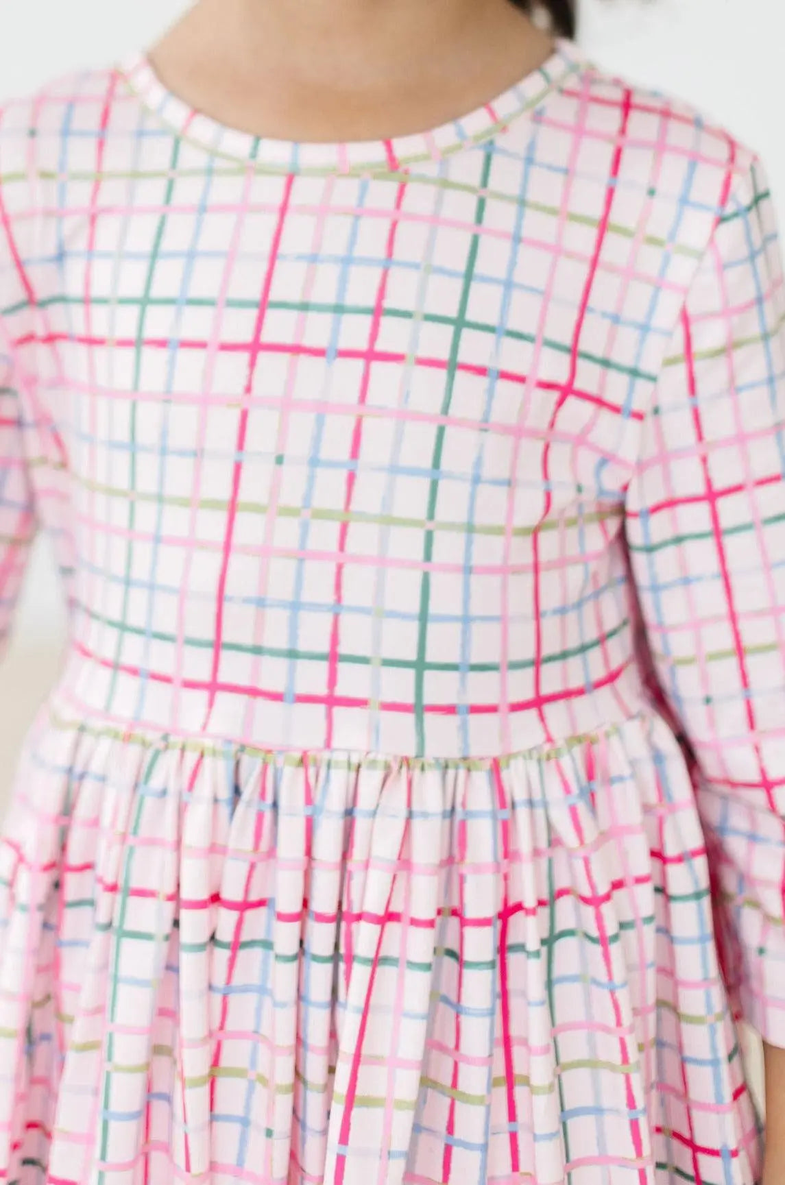 Mila & Rose ® Pink Plaid Twirl Dress With Pocket Three Quarter Sleeves - Apparel & Accessories > Clothing > Dresses Twirl Pocket Dress 3/4