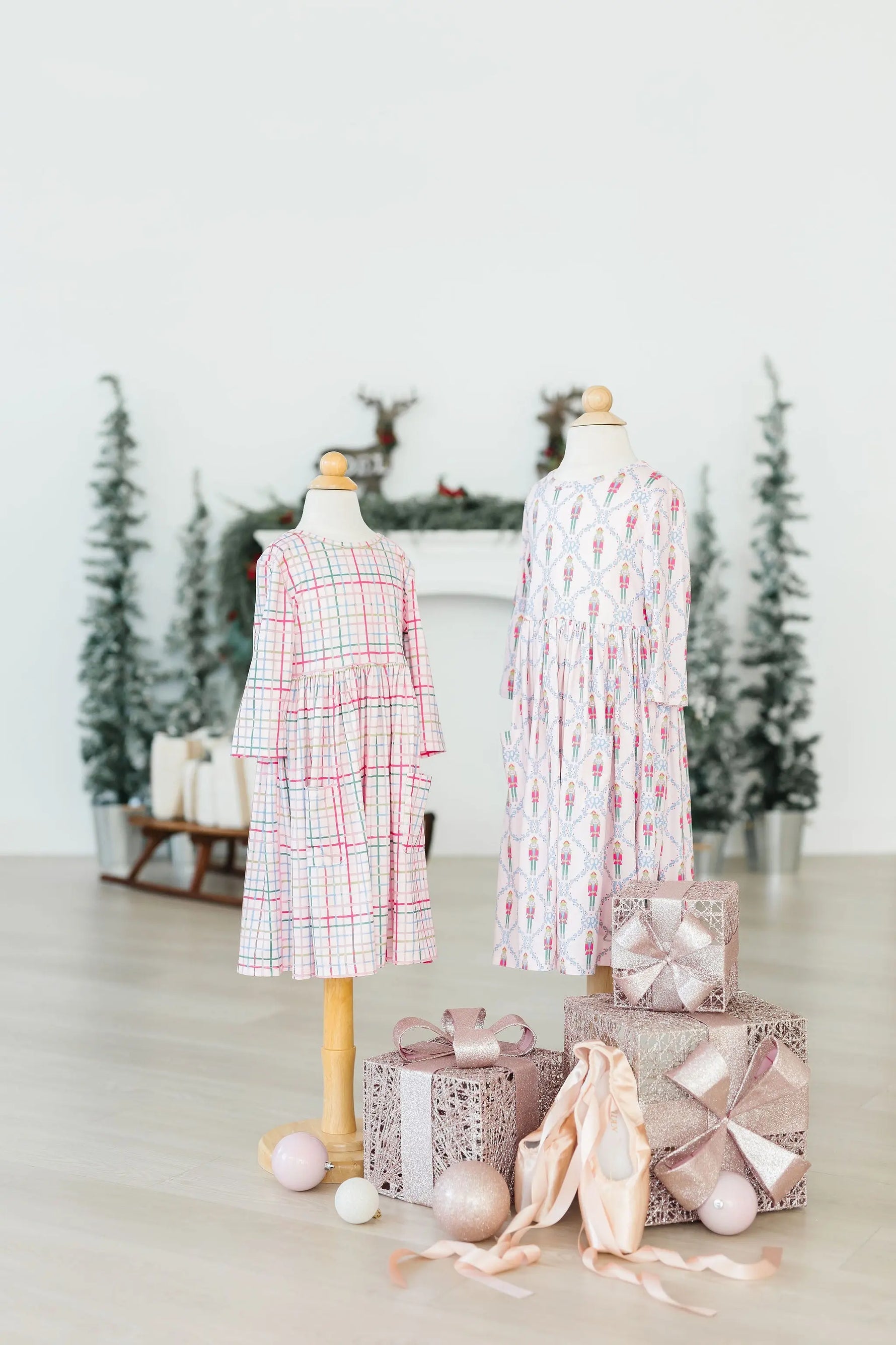 Mila & Rose ® Pink Plaid Twirl Dress With Pocket Three Quarter Sleeves - Apparel & Accessories > Clothing > Dresses Twirl Pocket Dress 3/4