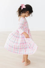 Mila & Rose ® Pink Plaid Twirl Dress With Pocket Three Quarter Sleeves - Apparel & Accessories > Clothing > Dresses Twirl Pocket Dress 3/4