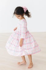 Mila & Rose ® Pink Plaid Twirl Dress With Pocket Three Quarter Sleeves - Apparel & Accessories > Clothing > Dresses Twirl Pocket Dress 3/4