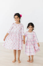 Mila & Rose ® Pink Plaid Twirl Dress With Pocket Three Quarter Sleeves - Apparel & Accessories > Clothing > Dresses Twirl Pocket Dress 3/4