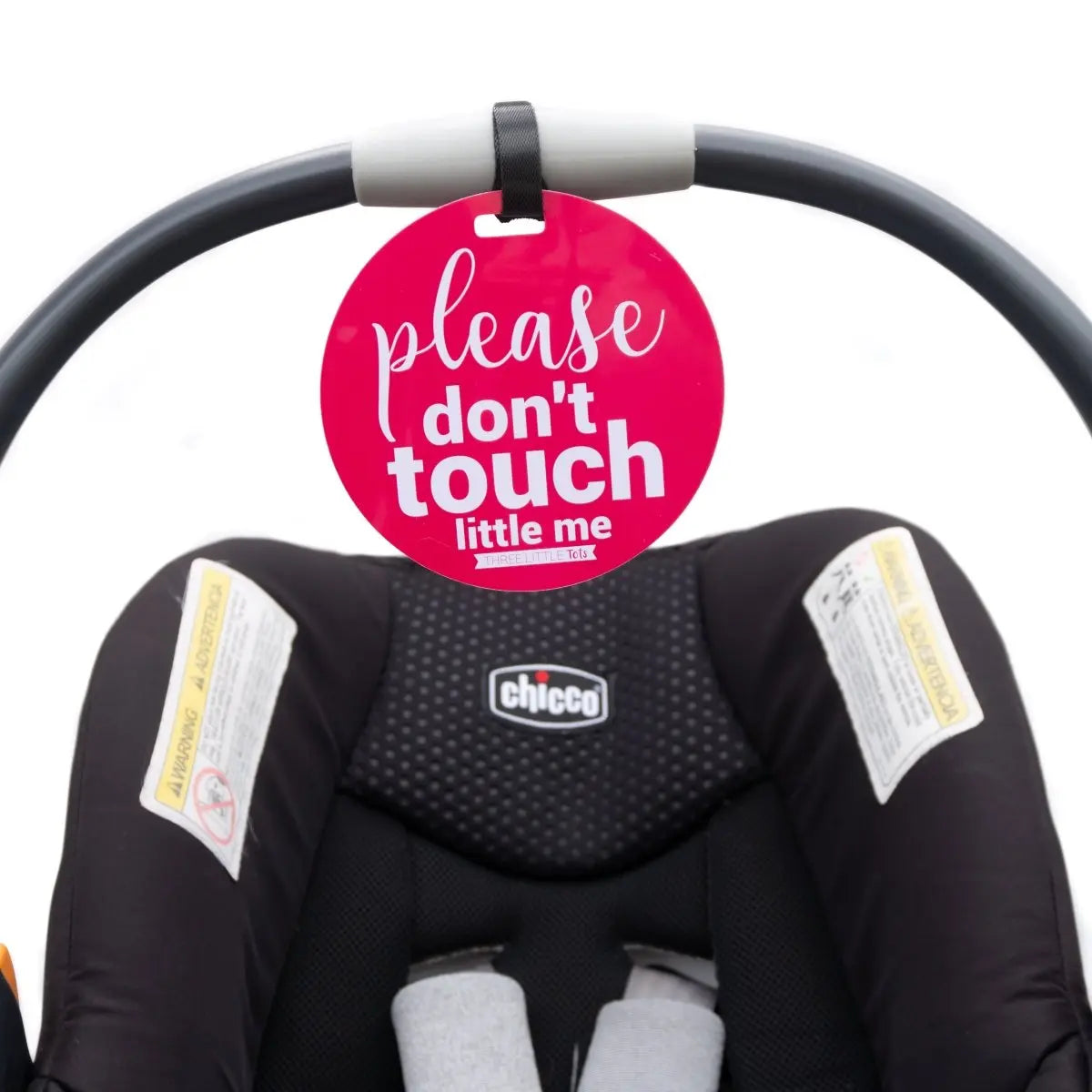 Three Little Tots Pink Please Don't Touch Little Me Newborn Car Seat Sign Tag - 