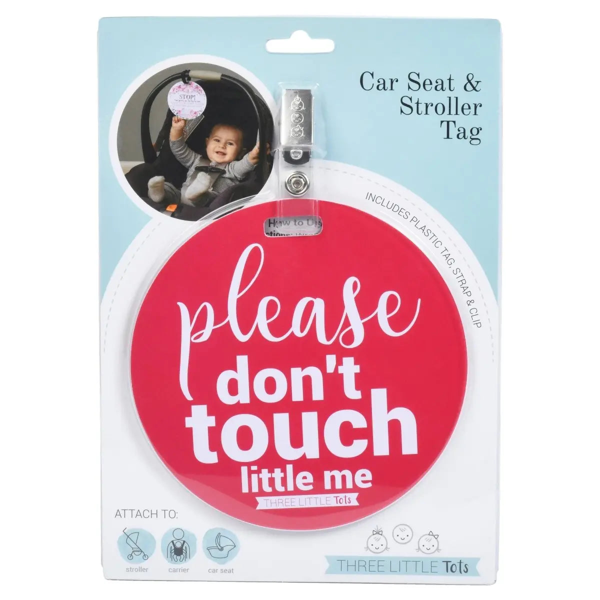Three Little Tots Pink Please Don't Touch Little Me Newborn Car Seat Sign Tag - 