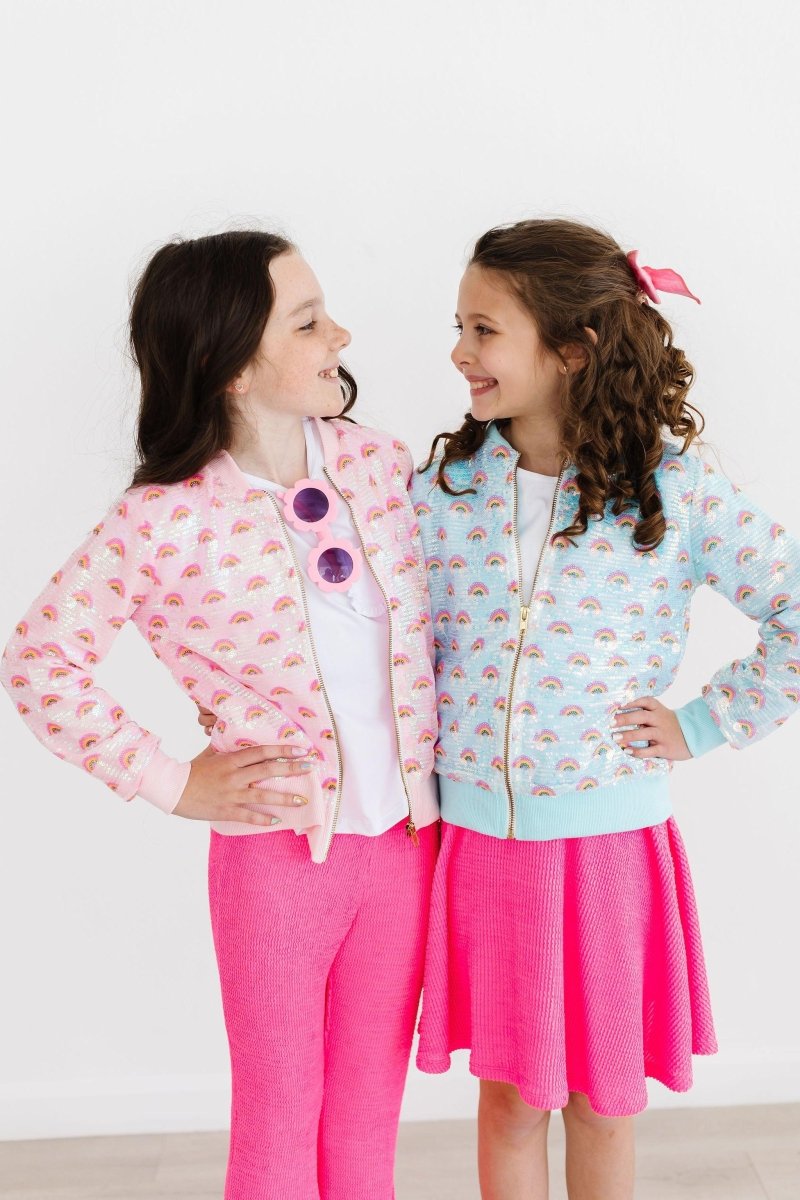 Mila & Rose ® Pink Rainbow Sequin Jacket For Girls Mila And Rose - Everetts Place Boutique - 