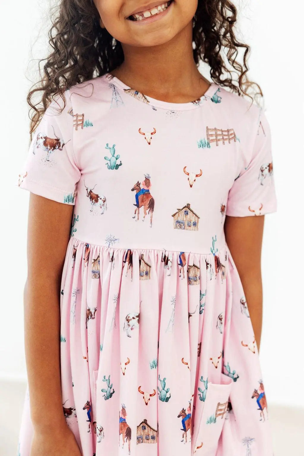 Mila & Rose ® Pink Ranch Hand S/S Pocket Twirl Dress - 