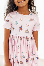 Mila & Rose ® Pink Ranch Hand S/S Pocket Twirl Dress - 