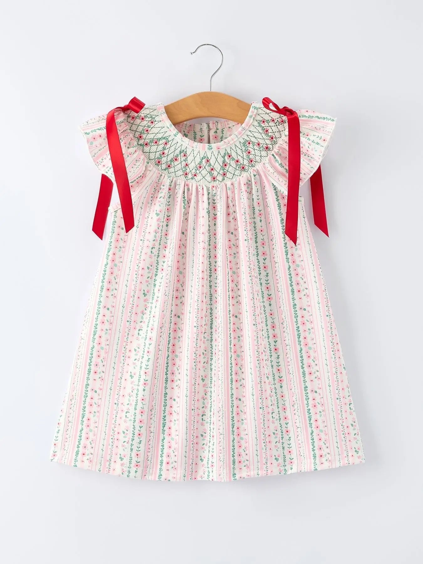 Rylee Faith Designs Pink Spring Floral Smocked Girl Dress - 