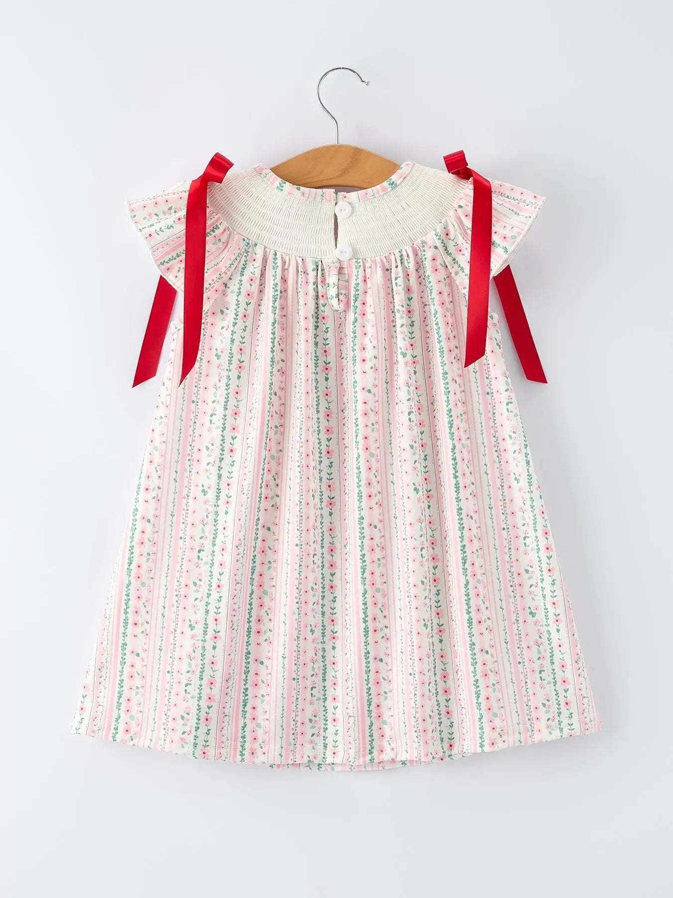 Rylee Faith Designs Pink Spring Floral Smocked Girl Dress - 