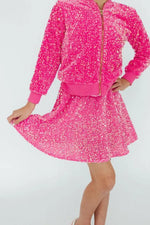 Pink Velvet Sequin Twirl Skort With Attached Shorts Mila & Rose ® Everetts Place: Online Boutique