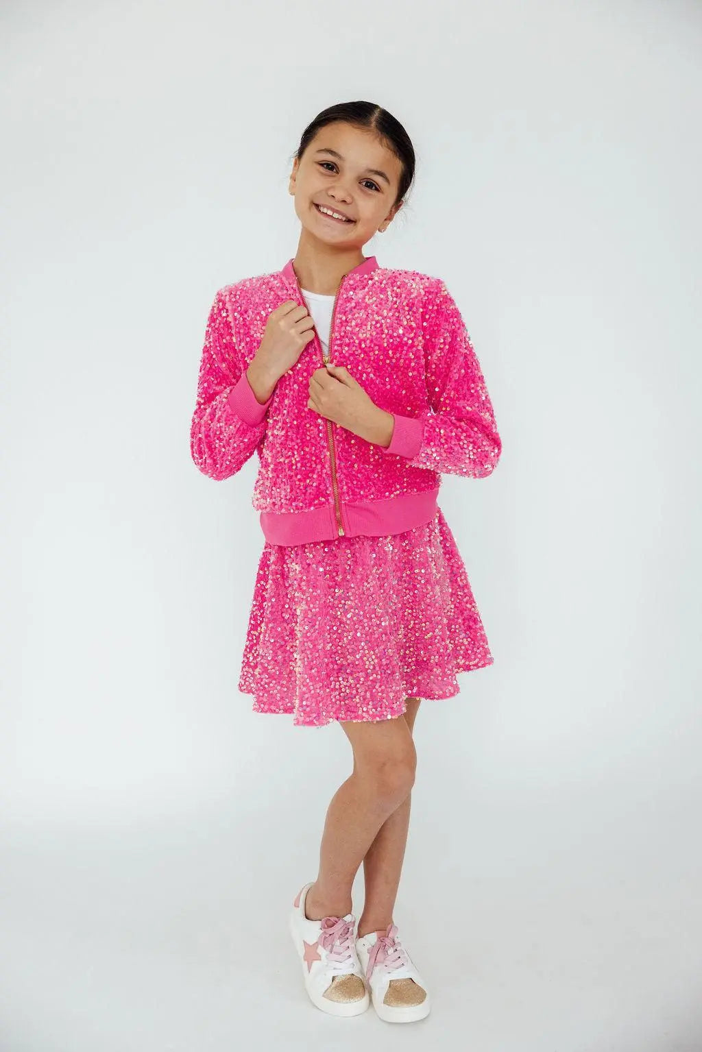 Pink Velvet Sequin Twirl Skort With Attached Shorts Mila & Rose ® Everetts Place: Online Boutique