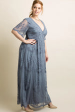 PinkBlush Blue Lace Mesh Overlay Plus Maxi Dress PinkBlush 