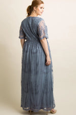 PinkBlush Blue Lace Mesh Overlay Plus Maxi Dress PinkBlush 