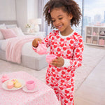 Norani Baby soft organic cotton kids pajamas, heart print.