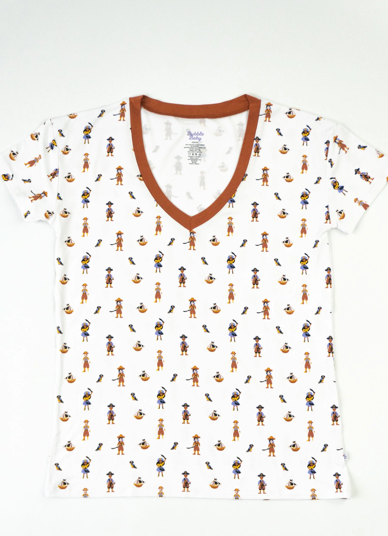 Bubble Baby Pirate | Adult Short Sleeve V Neck - 