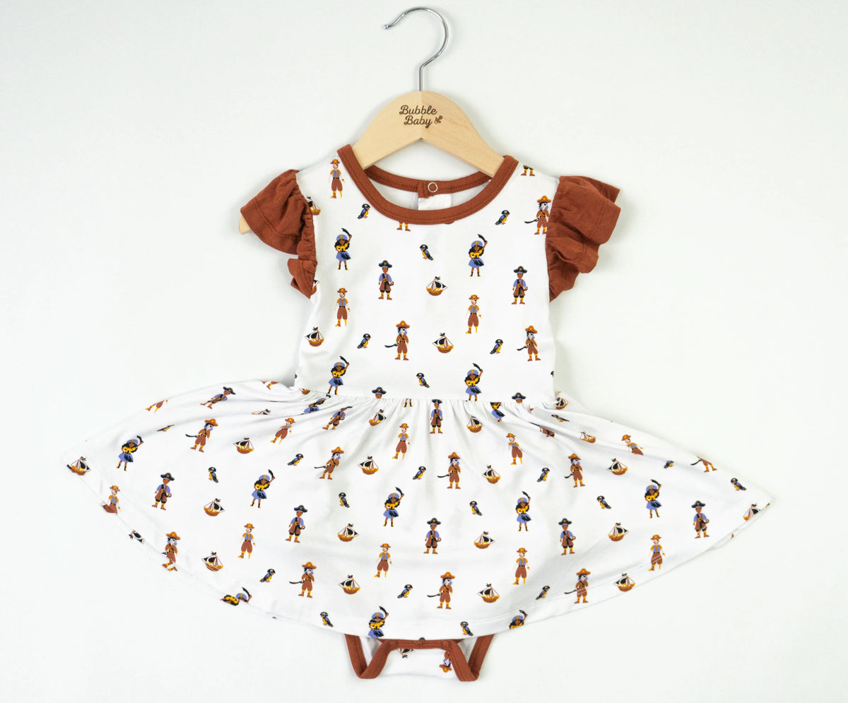 Bubble Baby Pirate | Flutter Bodysuit Dress - 