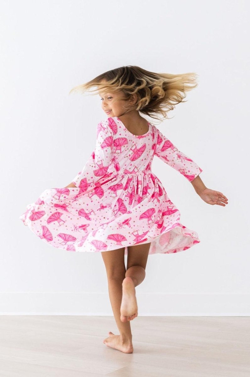 Mila & Rose ® Pirouette Three Quarter Sleeve Pocket Twirl Dress for Girls - Everetts Place Boutique - 