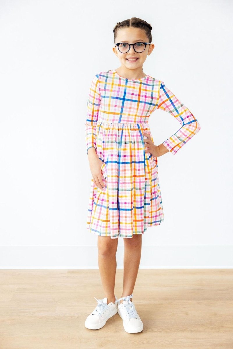 Mila & Rose ® Plaid Long Sleeve Pocket Twirl Dress Mila Rose Girls - Everetts Place Boutique - 