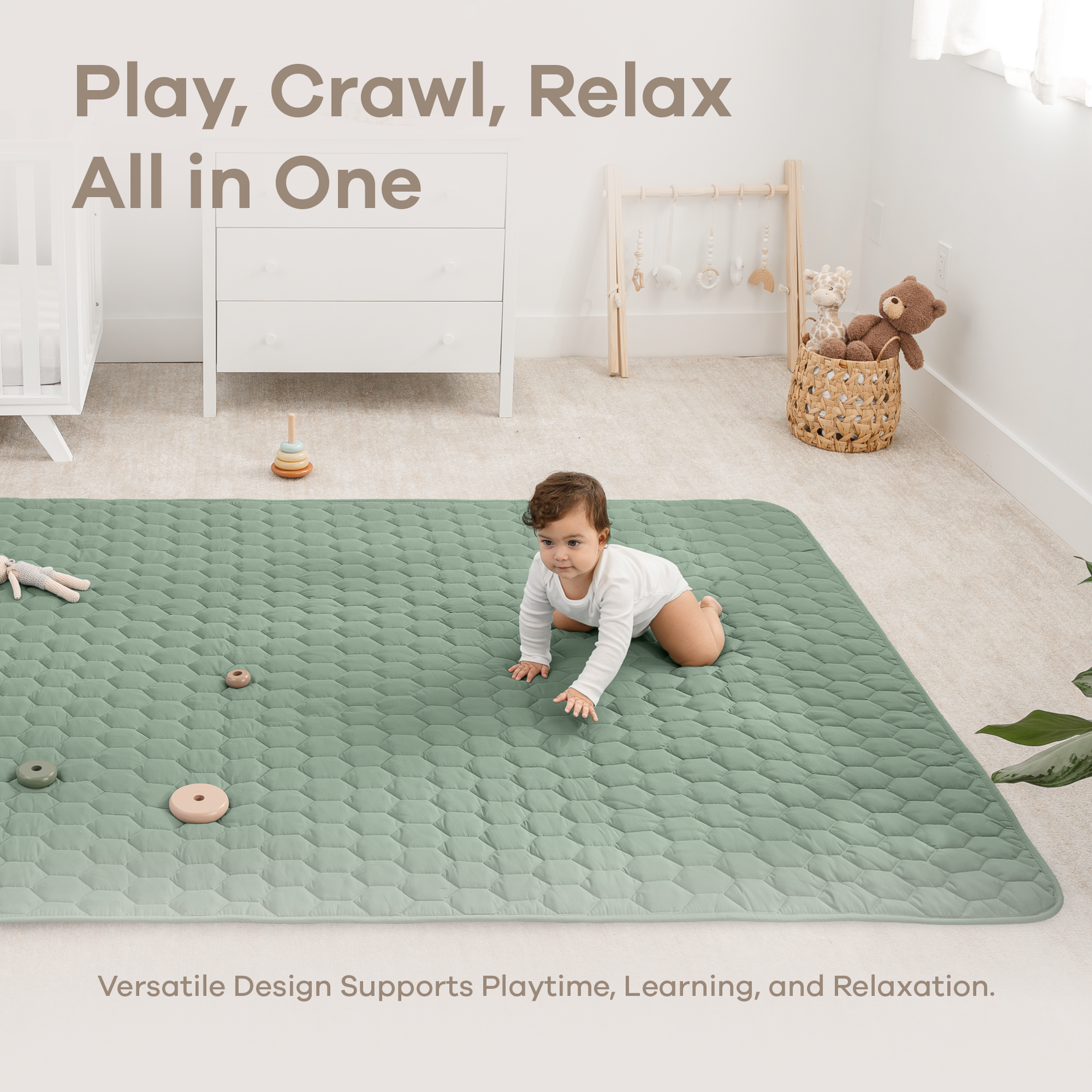 Play Mat Non Slip Fern For Baby Crawling And Tummy Time Comfy Cubs Everetts Place: Online Boutique