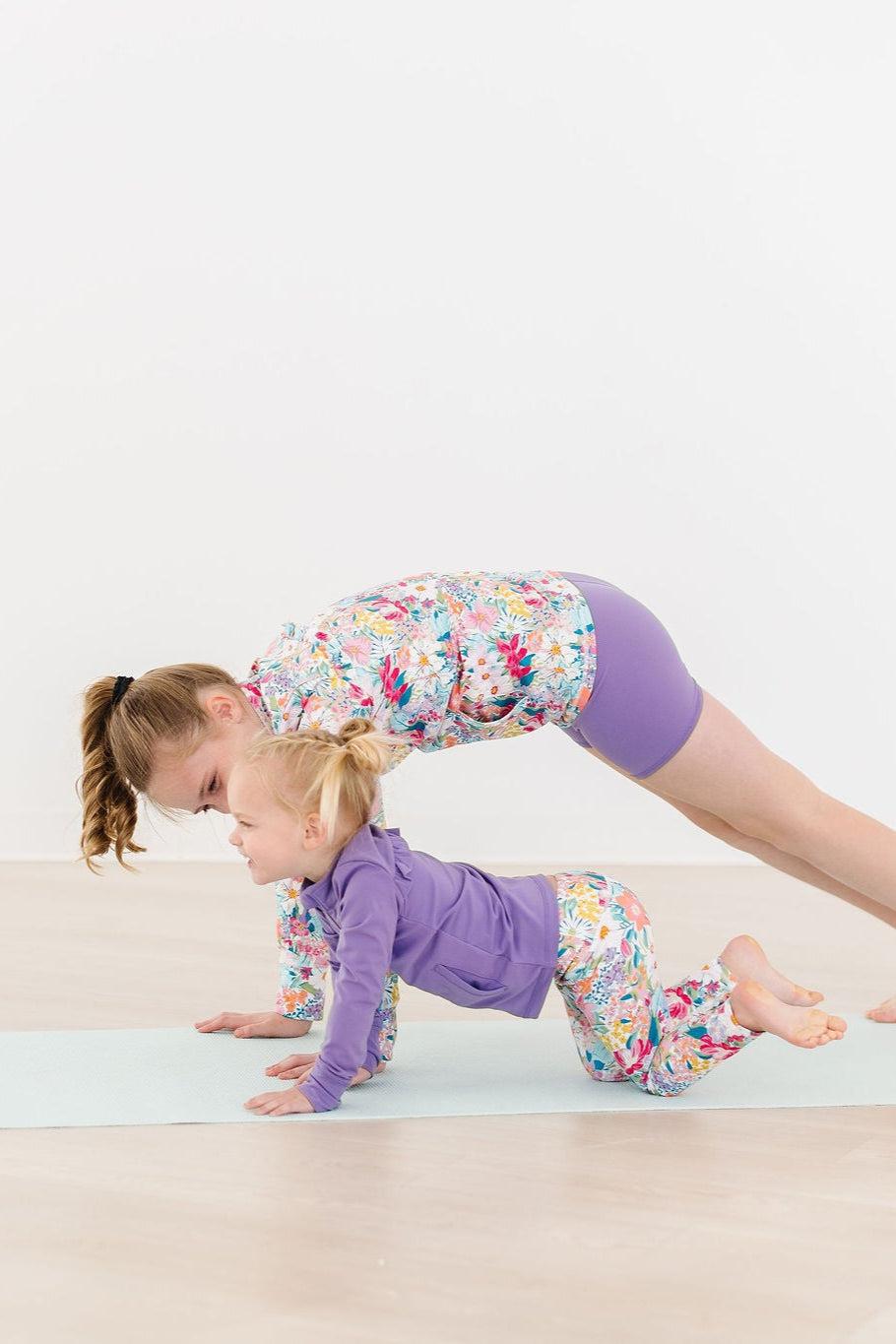 Mila & Rose Playful Purple active shorty shorts.