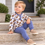 Baby Boy Football Outfit – Bamboo Henley Shirt & Pants Set by Tesa Babe