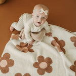 Harp Angel Boutique Plush Blanket Caramel with Daisy Design for Infants and Toddlers - Baby & Toddler > Swaddling & Receiving Blankets Swaddle