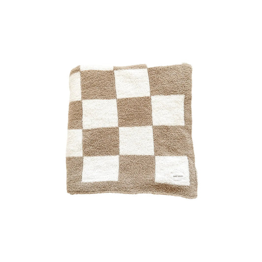 Plush Blanket - Taupe Checker Harp Angel Boutique